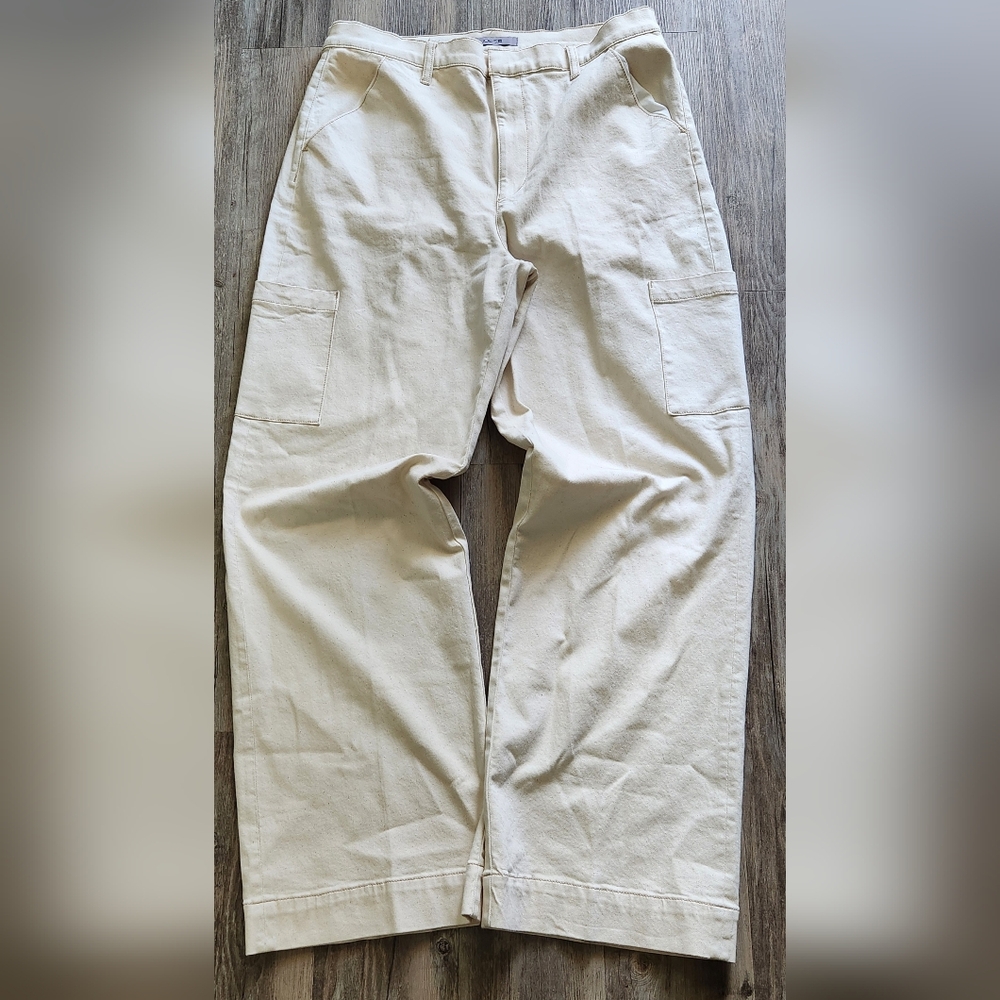 Womens Joe's jeans Wide Leg Cargo Jeans Stretch Ecru‎ Cream 36 x 33 fit (34x33)